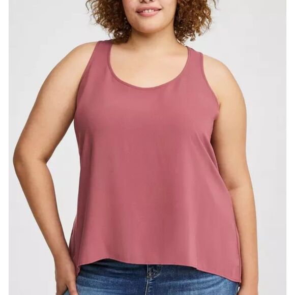 Torrid Hi-Low Challis Tank Top, Pink/Mauve, Dusty Rose Size 3 (3X, 22-24) - Picture 1 of 6